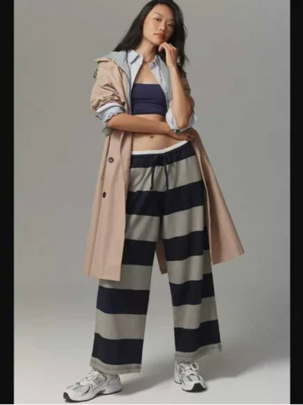 Daily Practice by Anthropologie - Rugby Pants - Navy/Grey - Size L